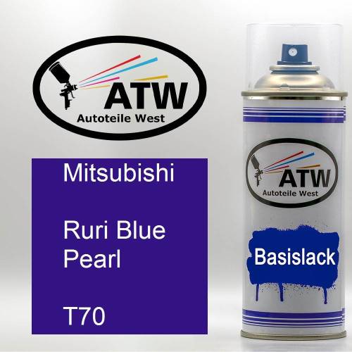 Mitsubishi, Ruri Blue Pearl, T70: 400ml Sprühdose, von ATW Autoteile West.